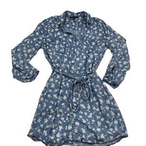 Velvet Heart Denim 100% Tencel Floral Shirtdress Women's Size Small